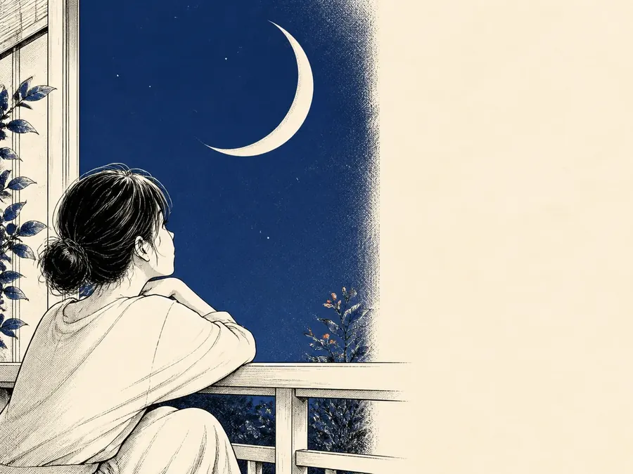 Lua acima das nuvens, desenhada a nanquim